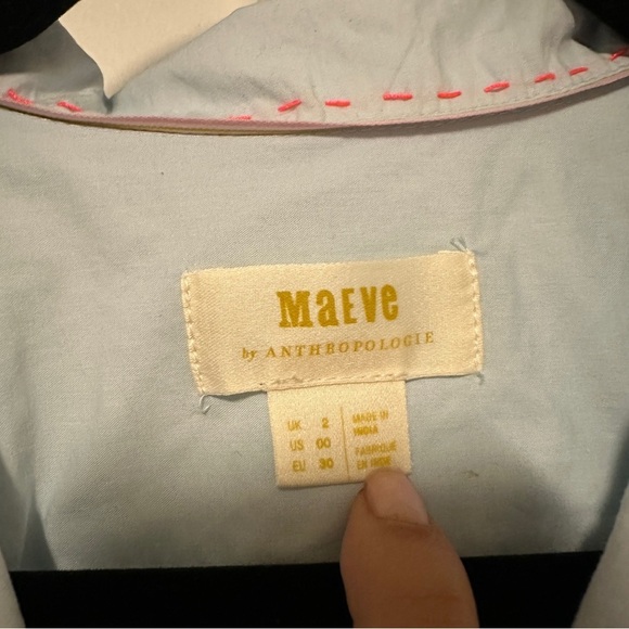 MAEVE x ANTHROPOLOGIE The Clarissa High-Low Buttondown Beaded Peace Size 00 - Picture 6 of 13